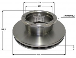 Kotouč brzdový MB ACTROS 430x45x132,5 mm