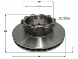 Kotouč brzdový SCANIA 124, SCANIA 144-430x45x131 mm