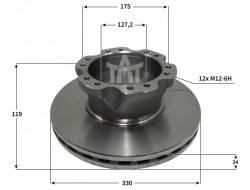 Kotouč brzdový zadní AVIA D75-120, DAF LF45 330x35x119 mm