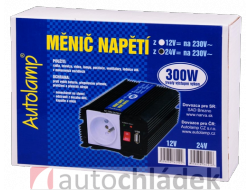 AUTOLAMP Měnič napětí z 24V DC na 230V AC 300W trvale+USB výstup