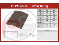 Obložení brzd SAF 355x200x19,3/9,5-19,6/15,5 mm