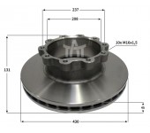 Kotouč brzdový SCANIA 124, SCANIA 144-430x45x131 mm