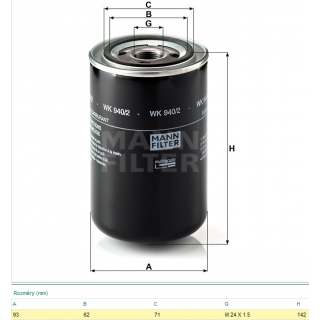 Filtr paliva WK 940/2 SCANIA,RVI,