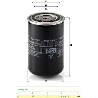 Filtr paliva WDK940/5 DAF 65-75-85-95 od roku 9/1996