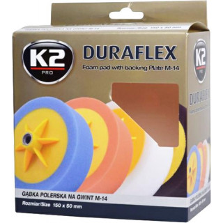 K2 DURAFLEX Leštící houba s úchytným talířem 150 x 50 mm oranžová