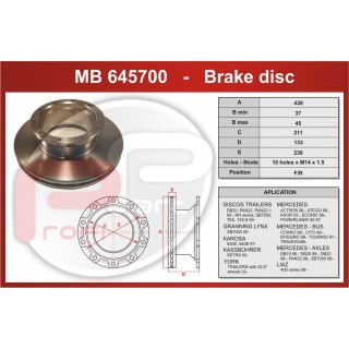 Kotouč brzdový MB 1840-1843 Actros, Axor, Atego, Intouro, KAROSA Irisbus 430x45x132,5 mm