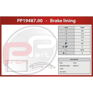 Obložení brzd MAN, MB, RVI 410x183x17x11,8 mm