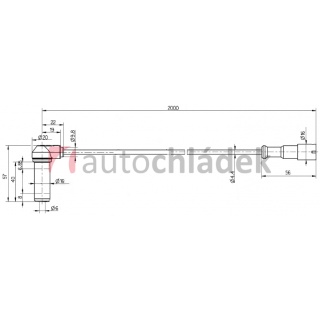 Snímač ABS 2 m zahnutý + pouzdro